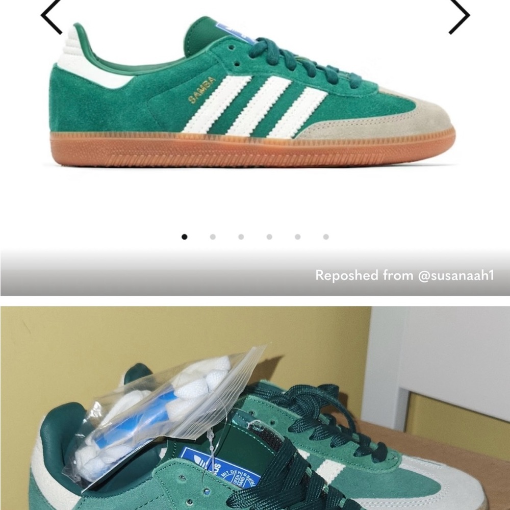 Adidas Samba women’s size 7. Men size 5. Brand new, just a bit too small